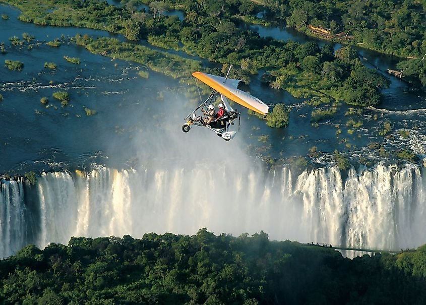 Flying over Victoria Falls in a Microlight